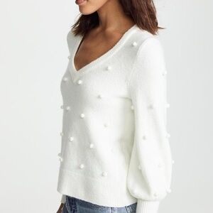 Madewell Bobble Dashwood Wool Blend Sweater V-neck Bright Ivory 2X